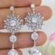 Clear White Crystal Bridal Earrings Wedding Jewelry Swarovski Crystal Teardrops Earrings Floral Styal Earrings Chandelier Earrings (E123)