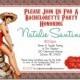 Bachelorette Invitation - Mexican Theme, Tequila, Margarita, Retro Pin-Up Girl Bachelorette Party Invitation Template, Printable