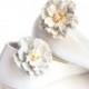 White leather flower Shoe Clips bridesmaid wedding