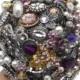 Brooch Bouquet, Wedding, Broche Bouquet, Custom Colors, Rhinestone, Jewelry, Alternative, Vintage, Bridal, bling, Purple, Champagne,  Pearls