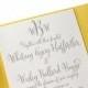 The Daffodil Suite - Modern Letterpress Wedding Invitation Suite Grey, Yellow Pocket Enclosure, Simple, Calligraphy, Script, Romantic, Black