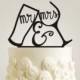 Wedding Cake Topper - Mr and Mrs - Your Last Name Initial with Toasting Beer and Wine Glasses - Custom Cake Topper