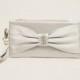 Small size silver grey bow wristelt clutch,bridesmaid gift ,wedding gift ,make up bag,zipper