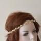 Bridal  Rhinestone and Pearl  headband,  Wedding Headband, Gold Bridal Hair Accessory, Wedding  Accessory
