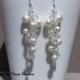 White Swarovski Pearl Cluster Wedding Earrings, Cascade Earrings, Bridal Jewelry, Dangle Crystal Pearl Earrings, Bridal Jewelry Customizable
