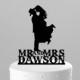 Country Western Wedding Cake Topper Silhouette Cowboy with Hat & both wearing boots, personlized with name - Acrylic Cake Topper [CT17wn]