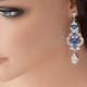 Rhinestone Bridal Earrings  Swarovski Crystal Chandelier Wedding Earrings  Montana Blue Sapphire Wedding Jewelry FRANCES MID