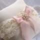 Chic Wedding Ring Pillow ..  Ring Bearer Pillow Pink Shabby Chic Vintage Ivory and Cream Custom Colors too