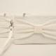 Promotional sale   - SET OF 4 - White lace bow wristelt clutch,bridesmaid gift ,wedding gift ,make up bag,zipper