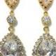 Gold Bridal Earrings, Pave Cubic Zirconia Earrings, Cz Teardrop Jewelry, SONATA