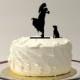 WITH DOG Wedding Cake Topper Silhouette Groom Lifting Up Bride Wedding Cake Topper Bride + Groom + Dog Pet Family of 3 Cake Topper