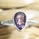 Pear Amethyst Gemstone - February Birthstone - Eco Friendly Sterling Silver Ring - Makes a great Engagement or Promise Ring