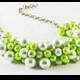 Lime Green Chunky Necklace, Summer Wedding Necklace Set, Pearl Cluster  Necklace,Bridesmaid Jewelry, Bridal Gift, Statement Necklace,