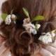 bridal hair flower, flower hair pins, wedding hairpiece, pink, ivory flower, bridal hair clip, wedding hair flowers, hair accessories, peony