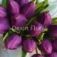 12pcs+ Natural Real Touch White Purple Pink Artificial Silk Mini Tulips Bunch for Wedding Bridal Bouquets, Centerpieces, Decorative Flowers