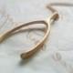BUY 2 GET Any 1 FREE Matte Gold Large Wishbone Necklace Bridesmaid Jewelry Matte Gold Wishbone Charm Necklace Bridal Jewelry Necklace