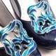 Vintage Shoe Clips - Upright Two Tone Blue Enamel on Silver