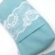 Wedding Clutch Purse Rectangular Wristlet - Lace on Mint Blue Green