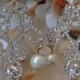 Jeweled Pearls Swarvoski Crystal Earrings, Chandelier Earrings, Wedding Jewelry, Bridal Earrings, Crystal Earrings, Dangle Earrings