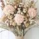 Sola flower wildflower - dried flower bouquet - wedding flowers - blush - bridal bouquet -   bridal party flowers - bridesmaid bouquet