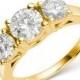 2 CT TW DEW Three Stone 14k Yellow Gold Engagement Ring