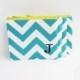 Set of 3 - Embroidered Makeup bag - Personalized Chevron Pouch - Bridesmaid clutches - Small - Wedding gifts - Bridesmaid gifts