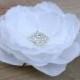 White Bridal Flower Hair Clip, Wedding Rhinestone Hair Pin, White Ranunculus, Flower Fascinator, Bridesmaid Accessory, Flower Girl Clip