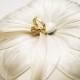 Wedding Ring Pillow: Ivory Silk Fleur Stitched