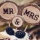 Wedding Cake Topper // Tree Slice Cake Topper //  Mr & Mrs