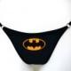 DC Comics Sexy Lingerie, Batman Logo Patched Bikini Thong, Batman Underwear, Batman Thong, Sexy Thong