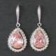 Pink Crystal Earrings, Custom Color Earrings, Bridal Teardrop Earrings, Pink Crystal Jewelry, Bridal Jewelry,  ROSE PINK