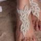 Bridal Barefoot Sandals,Anklet Rhinestone Barefoot Sandles,Beach Wedding,Boho Slave Crystal Anklet, Bridesmaid Prom Evening Wear Shoes,