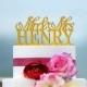 Wedding Cake Topper Monogram Mr and Mrs cake Topper Design Personalized with YOUR Last Name D036