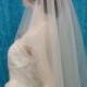 White 2 Tier Fingertip Bridal Wedding Veil Center Gathered / Butterfly Accented with Scattered Swarovski Crystals