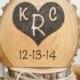 Wedding Cake Topper Rustic Wood Personalized Heart Initials and Date