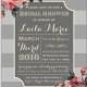 English Rose Bridal Shower Invitation - Printed or Printable, Vintage Baby Couples Coral  Paris French Grey Kitchen Tea Rustic - #051