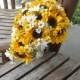 Cascading Sunflower Silk Bridal Bouquet / Sunflower Wedding / Fall Wedding / Country Wedding / Rustic Wedding / Silk Wedding Flowers