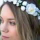THE ARIA - Bridal White Flower Crown Floral Wreath Woodland Rustic Circlet Bride Wedding Romantic Elegant Flower Girl Summer