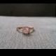 Halo Morganite Diamond Ring Gemstone Engagement Ring Custom Peach Pink Cushion Round Halo Setting 14K Rose Gold size