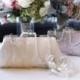 Bridal Clutch with Champagne Tulle and Swarovski crystals  8-inch LAFORET