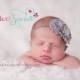 Baby headband...Gray Mini rosette rhinestone flower headband, baby headband, baby girl hedband, newborn