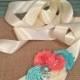 FLOWER GIRL sash , bridal sash , wedding sash , maternity sash (((aqua & coral ))) wedding , sash , bride , flower girl