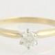 Diamond Solitaire Engagement Ring - 14k Yellow Gold Band Women's Fine Estate 6 F7936