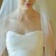 Wedding veil, bridal veil, one tier cut edge veil in light ivory, fingertip length, soft bridal tulle