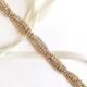 Interlaced Rhinestone Ribbon Bridal Headband in Gold - White or Ivory Satin - Gold and Crystal