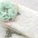 Lace Clutch, Handbag, Purse, Wedding, Bridal, Maid of Honor, Mother of the Bride, Ivory, Pink, Mint Green, Pearls,Crystals, Vintage Wedding