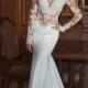 JOL268 sexy see through lace bodice long sleeve mermaid wedding dress