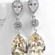 Champagne Bridal Earrings Swarovski Crystal Light Silk Teardrop Earrings Sterling Silver Posts Pastel Colors Bridesmaid Gift Wedding Jewelry