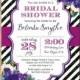 Bridal Shower Invitation, Wedding Shower Invitation, Floral Invitation, Glitter Invitation, Purple Navy Black - Belinda