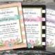 Stripes, Glitter and Flowers Wedding Shower Invitation - Custom PRINTABLE